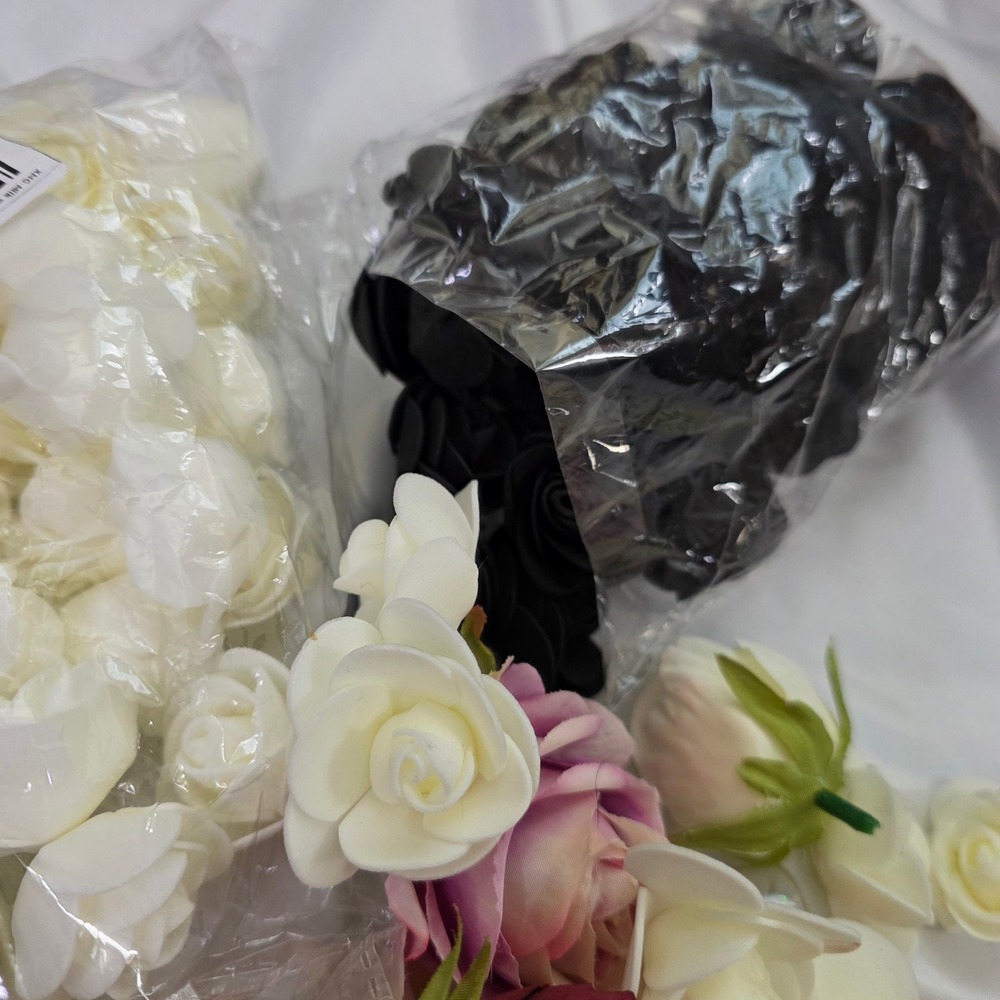 Bulk Lot Artificial Flowers Foam Roses Silk Sunflowers DIY Craft Wedding Decor - Picture 4 of 16